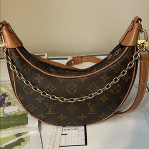 Louis Vuitton Brown Monogram Bag with Gold Chain